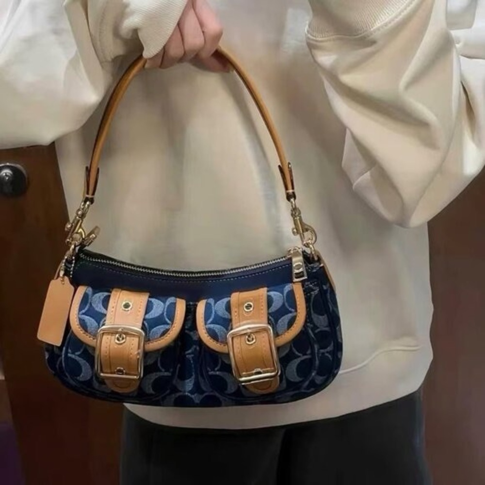 🔴 New Coach Kailey Shoulder Bag In Signature Denim NWT 🌸